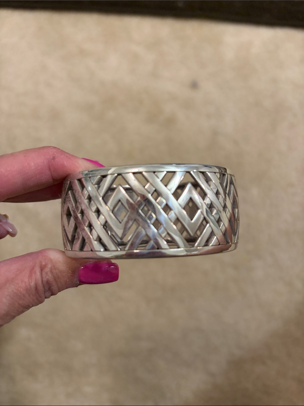 Source Unknown Silver-Tone Lattice Cuff Bracelet